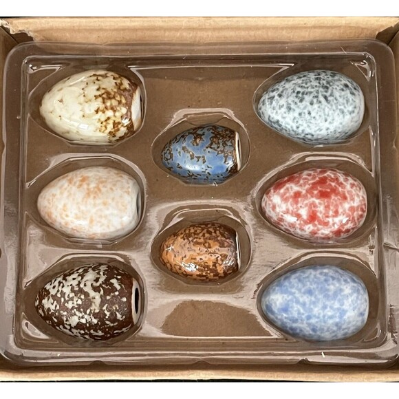 Set Of 8 Ceramic Decorative Eggs Seasons of Cannon Falls Inspiring Traditions - Picture 1 of 10